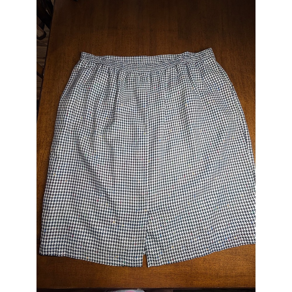 Kenneth Mitchell Pencil Skirt Women 28W Black White Vintage Houndstooth Confetti